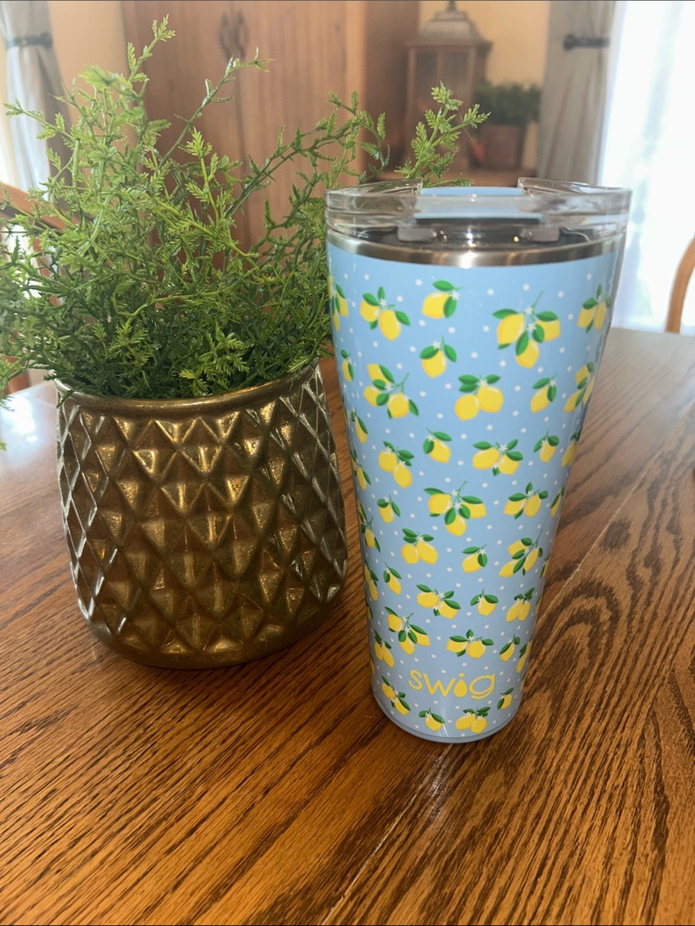 Swig 32 oz Lemon Pattern Stainless Tumbler - Blue